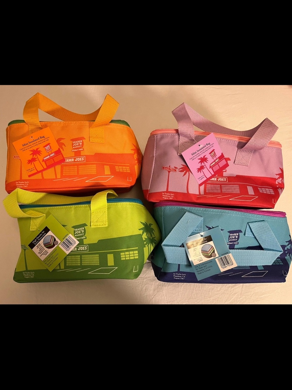 Trader Joe’s Insulated Lunch Totes; set of 4. Discontinued in stores.